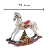 Statuetta cavallo a dondolo in resina per decorazioni natalizie