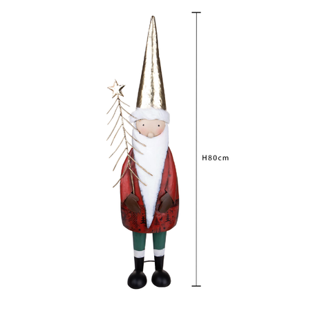 Statuetta babbo natale con albero in resina per decorazioni natalizie