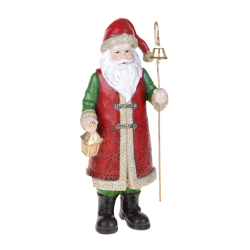 Statuetta con babbo natale e campanella , decorazione per interno h 34,5 cm