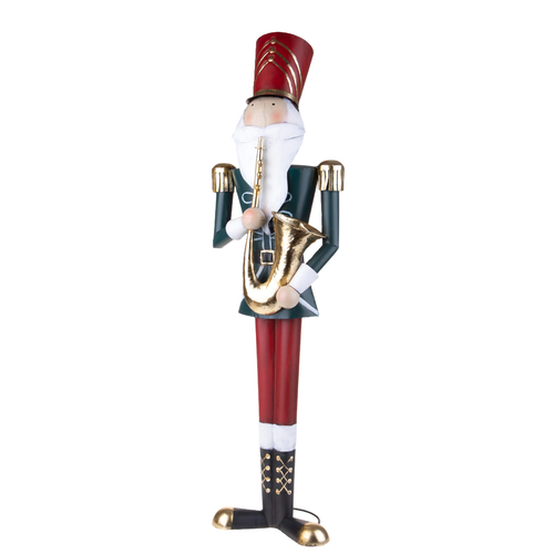 Soldatino schiaccianoci con tromba, h 102cm per decorazioni interne