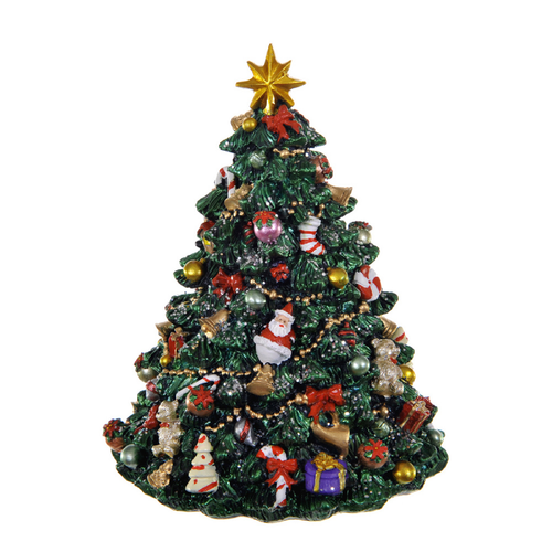 Carillon natalizio per villaggio di Babbo Natale con albero di Natale h 16,5 cm