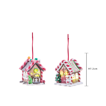 Pendaglio a forma di casetta per albero decorazione natalizia, Set.2