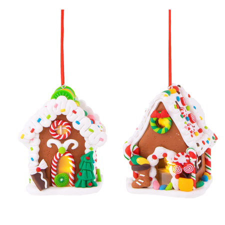 Pendaglio a forma di casetta con led per albero decorazione natalizia, Set.2