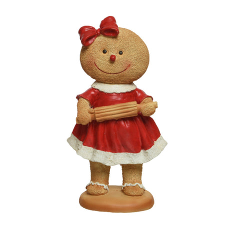 Statuetta decorativa omino di pan di zenzero decorazione natalizia in resina da 16 cm