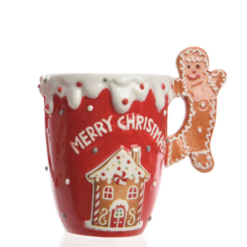 Tazza con scritta Merry christmas in ceramica con manico decorazione natalizia