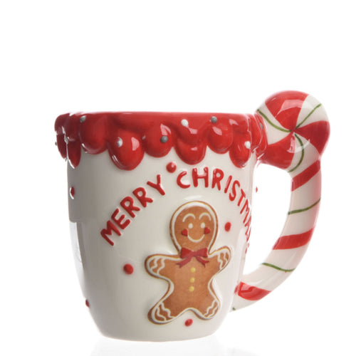 Tazza con scritta Merry christmas in ceramica con manico decorazione natalizia