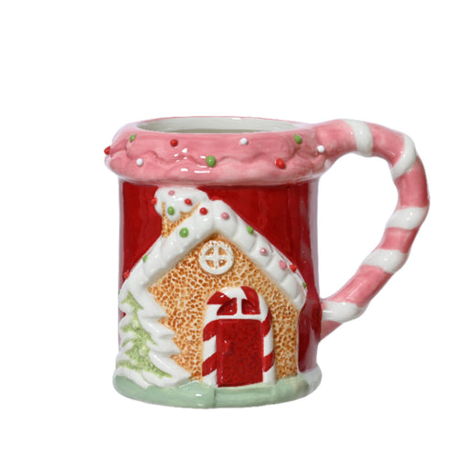 Tazza con schiaccianoci in ceramica con manico decorazione natalizia, 11 cm