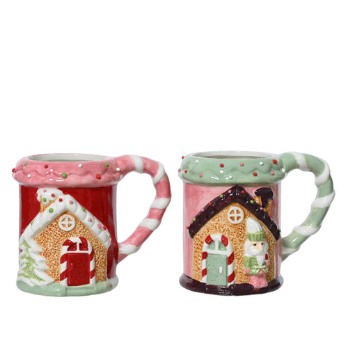 Tazza con schiaccianoci in ceramica con manico decorazione natalizia, 11 cm