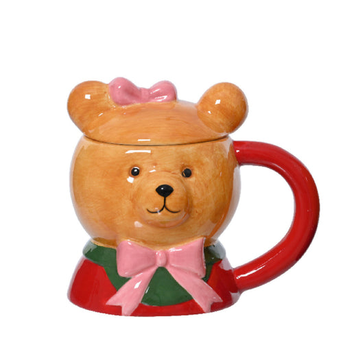 Tazza a forma di orso in ceramica con manico decorazione natalizia, da 11 cm