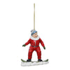 Pendaglio babbo e mamma natale che sciano per albero decorazione natalizia da 10.5 cm