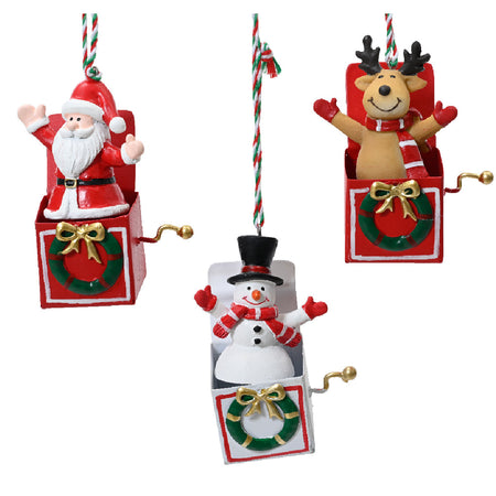 Pendaglio scatole con personaggio natalizio per albero decorazione natalizia da 9.7 cm