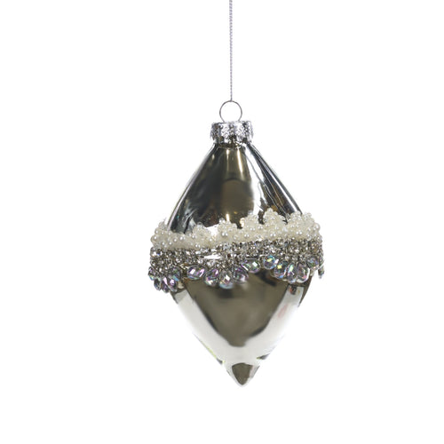 Pallina per albero di Natale, in Vetro, con perline e diamanti per decorazioni natalizie