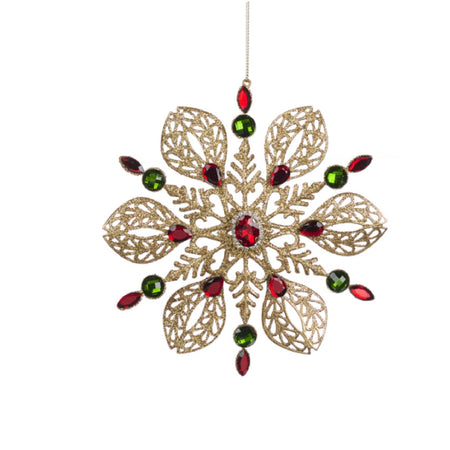 Pendaglio a forma di fiocco di neve e diamanti per albero decorazione natalizia da 17 cm