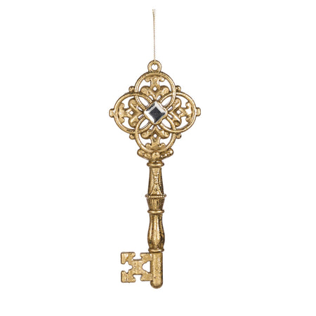 Pendaglio a forma di chiave oro in plastica per albero di Natale da 16.5 cm