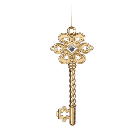 Pendaglio a forma di chiave oro in plastica per albero di Natale da 16.5 cm