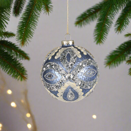 Pallina in vetro colore blu decorazioni per albero di Natale da Ø 13.5 cm