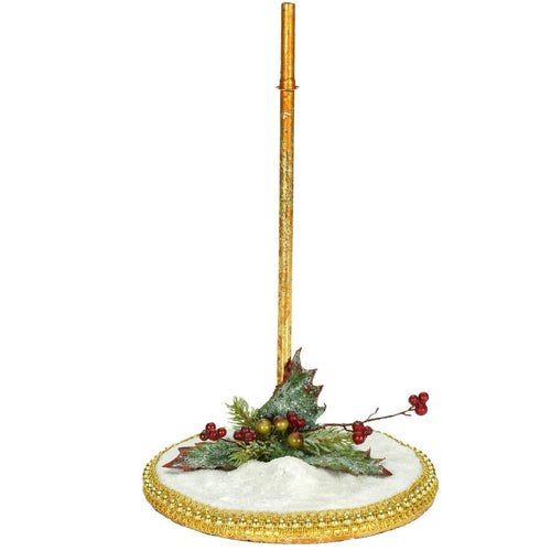 Base per Albero di Natale in metallo color oro con vischio da 32 cm