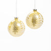 Pallina in vetro colore oro con alberi glitterati per albero di Natale