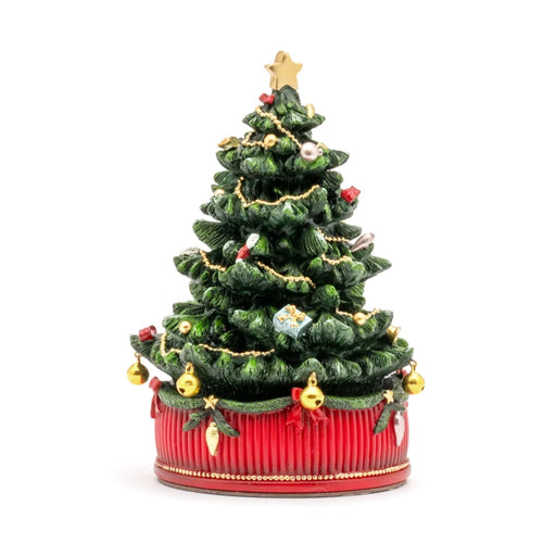 Statuetta di Natale alberello con carillon decorazione per interno h 18 cm