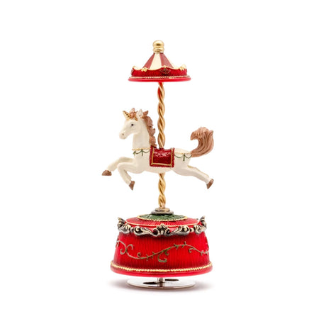 Carillon rosso e bianco con cavalluccio, decorazione da h 20 cm