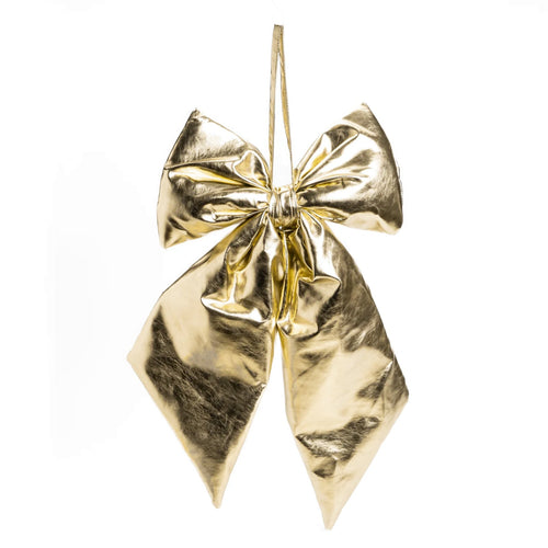 Fiocco in tessuto color champagne metallico decorazione natalizia da appendere