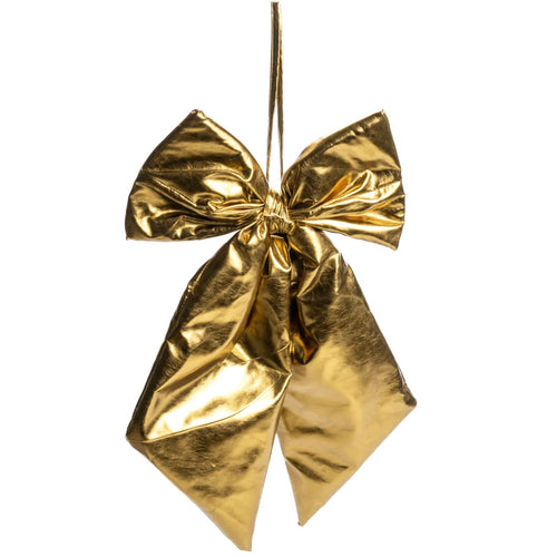 Fiocco in tessuto color Oro antico metallico decorazione natalizia da appendere