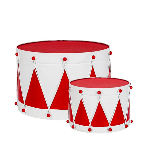 Tamburi natalizi decorativi Deryck in metallo decorazione per interno ed esterno set da 2
