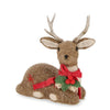 Renna Dexter seduto in polistirolo e feltro con fiocco per decorazioni natalizie