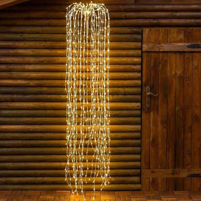 Ramo cadente luminoso cascata di 736 luci a LED bianco caldo decorazione natalizia