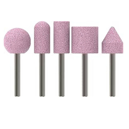Mole abrasive al corindone rosa "399" in set assortito, con gambo 6 mm