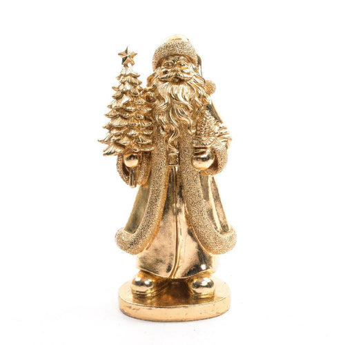 Supporto Babbo Natale in resina color oro decorazione natalizia