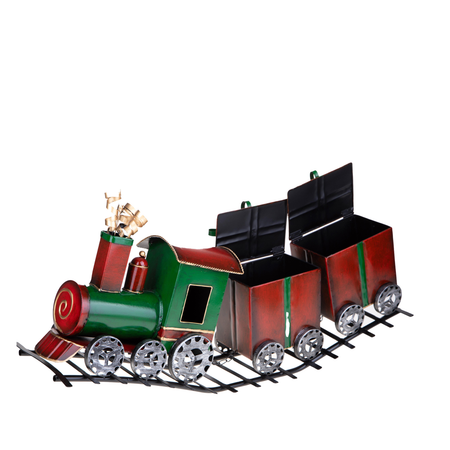 Trenino rosso e verde con pacchi H29 cm per decorazioni natalizie