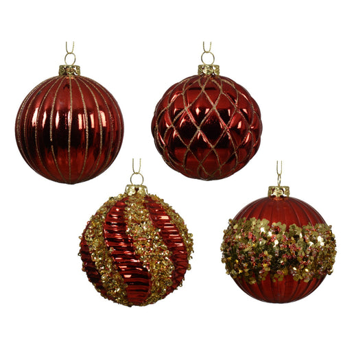 Palline per albero di natale in plastica infrangibile color rosso da 8 cm, 12 pezzi