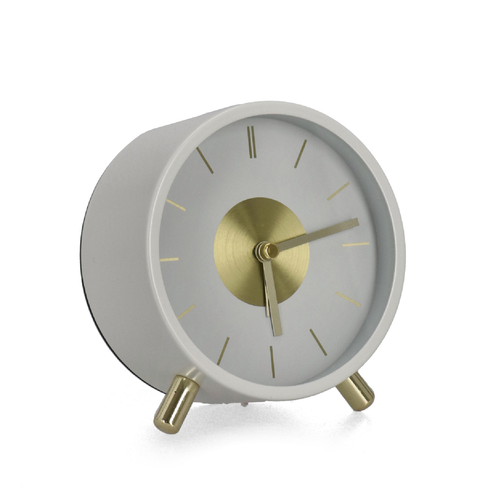 Orologio da tavolo Jordy bianco in alluminio, h 12 cm, a batteria