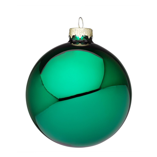 Palline per albero di Natale, sfera vetro verde smeraldo lucido