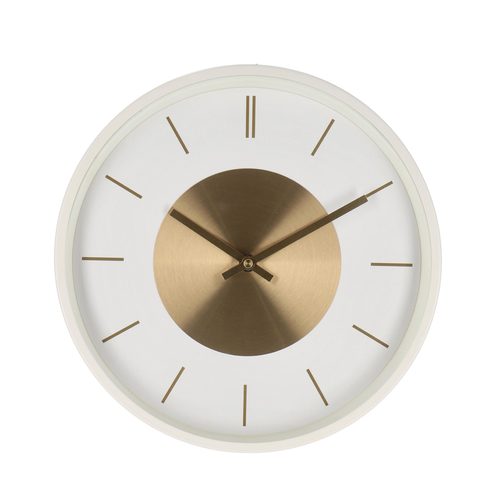 Orologio da parete Jordy bianco-oro in alluminio Ø30x4,8 cm a batteria