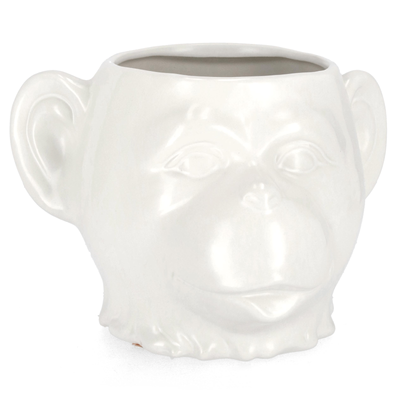 Vaso jaiden scimmia  di colore bianco e marrone, dolomiti per uso interno ed esterno 25 x 23,3 x h 16,5cm