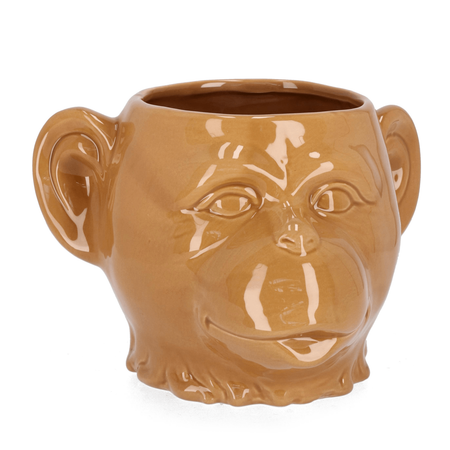 Vaso jaiden scimmia  di colore bianco e marrone, dolomiti per uso interno ed esterno 25 x 23,3 x h 16,5cm