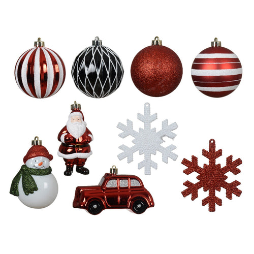 Palline in plastica infrangibile per albero decorazione natalizia mix box da 25 pezzi