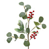 Ramo con foglie e bacche rosse per decorazioni natalizie e composizioni, da 50 cm