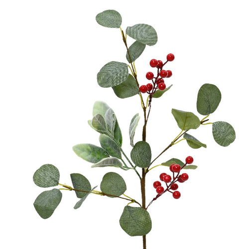 Ramo con foglie e bacche rosse per decorazioni natalizie e composizioni, da 50 cm