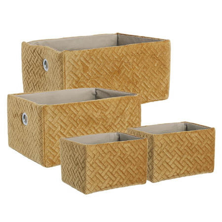 Set 4 Cesta "Averill" con struttura in cartone e rivestimento in poliestere effetto velluto