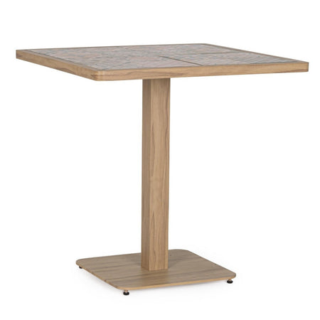 Tavolo "Kalimera" con struttura in alluminio, piano in porcellana, per arredo interno 73 x 73 x h 74 cm