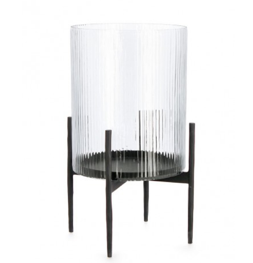 Lanterna Siwa in vetro nero fatta a mano da esterna