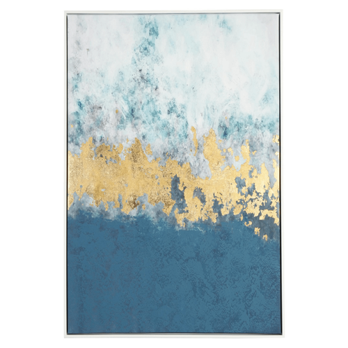 Quadro Bold stampa su tela dipinta a mano con applicazioni fogli dorati 82,6 x 122,6 cm
