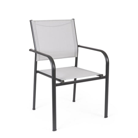 Sedia "Missouri" struttura in acciaio, con seduta e schienale in textilene, per interni ed esterni