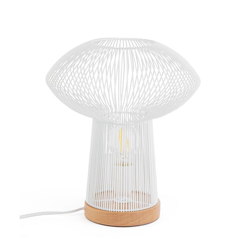 Lampada da tavolo Ciad in metallo e legno di faggio h 31,5 cm