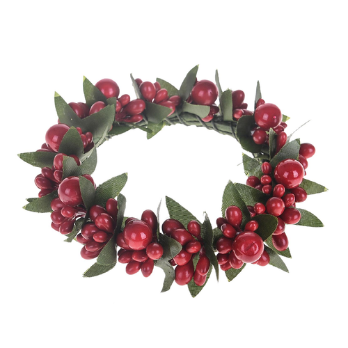 Ghirlanda candela con bacche H10 cm per decorazioni natalizie
