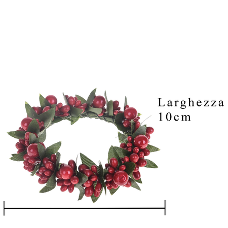 Ghirlanda candela con bacche H10 cm per decorazioni natalizie
