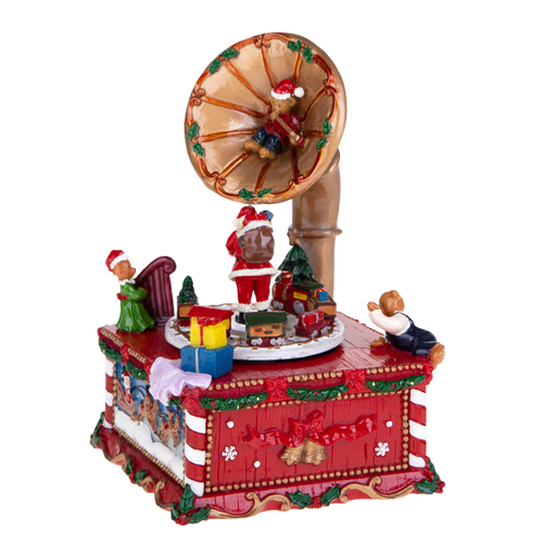 Grammofono con carillon ideale per decorare il tuo villaggio di Babbo Natale